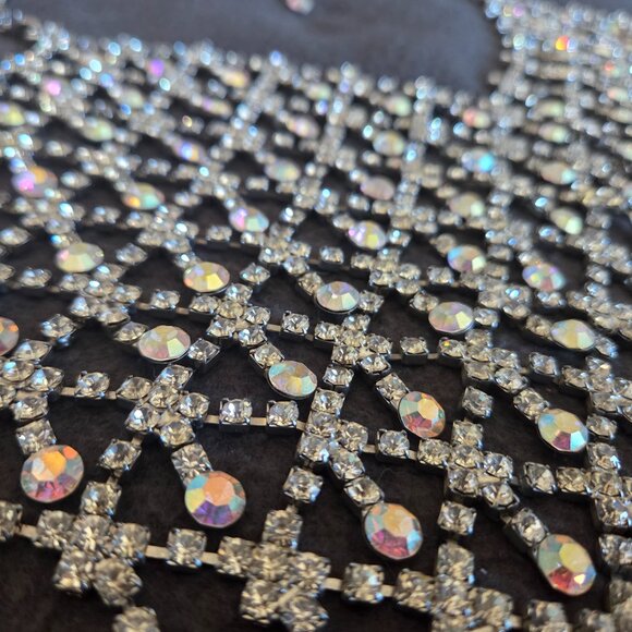 Custom Tops - Vintage Vegas Showear. metal - crystal - glass.  Halter  1lb 9oz